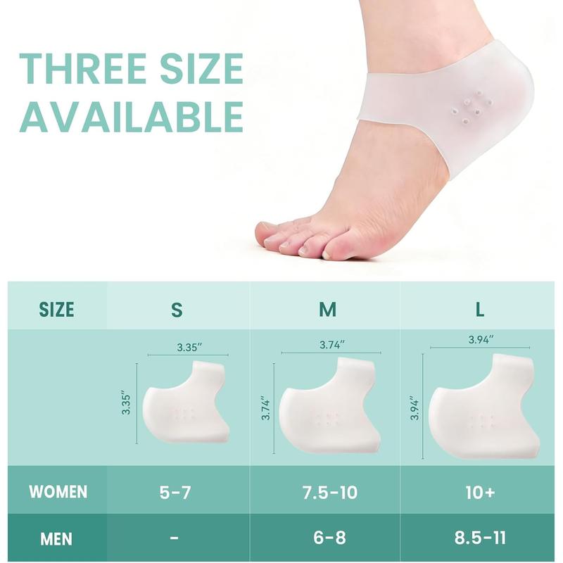 Welnove Silicone Heel Protectors for Shoes - 4 Pcs Gel Heel Cups with Aloe Vera Extract for Women Men - Shoe Cushion Inserts Pads for Plantar Fasciitis, Spur, Dry Cracked Heels,Blister, Size L