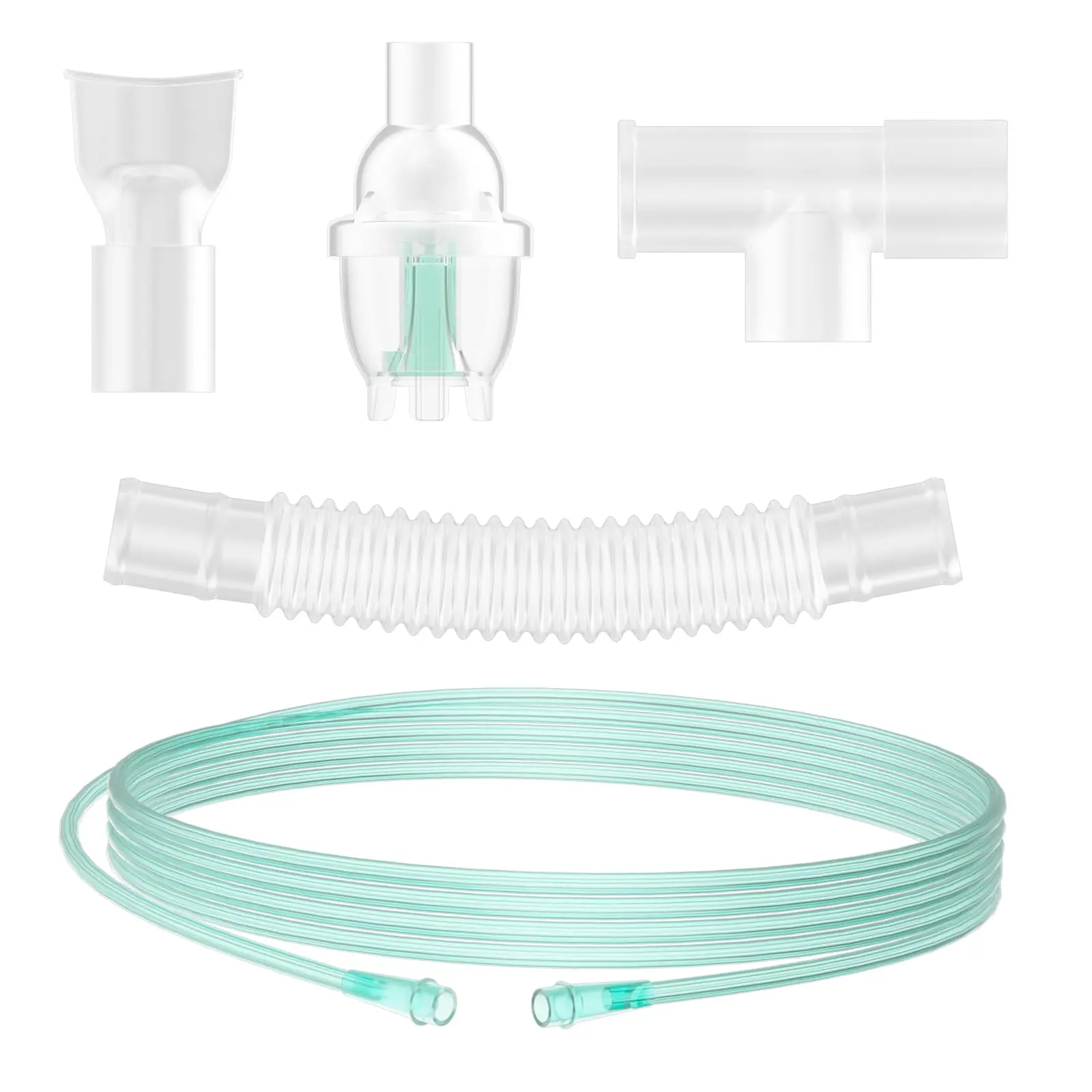 Nebulizer Tubing and Mouthpieces Set - 2 Pieces Versatile Complete Replacement Accessories Kit with Tee Connector, Easy-to-Use for Home Humidifier Nebulizer Use