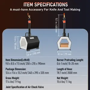 VEVOR Propane Forge Portable, Single Burner Tool and Knife Making, Large Capacity Blacksmith Farrier Forges, Mini Furnace Blacksmithing, Gas Forging Tools and Equipment, Complete Kit