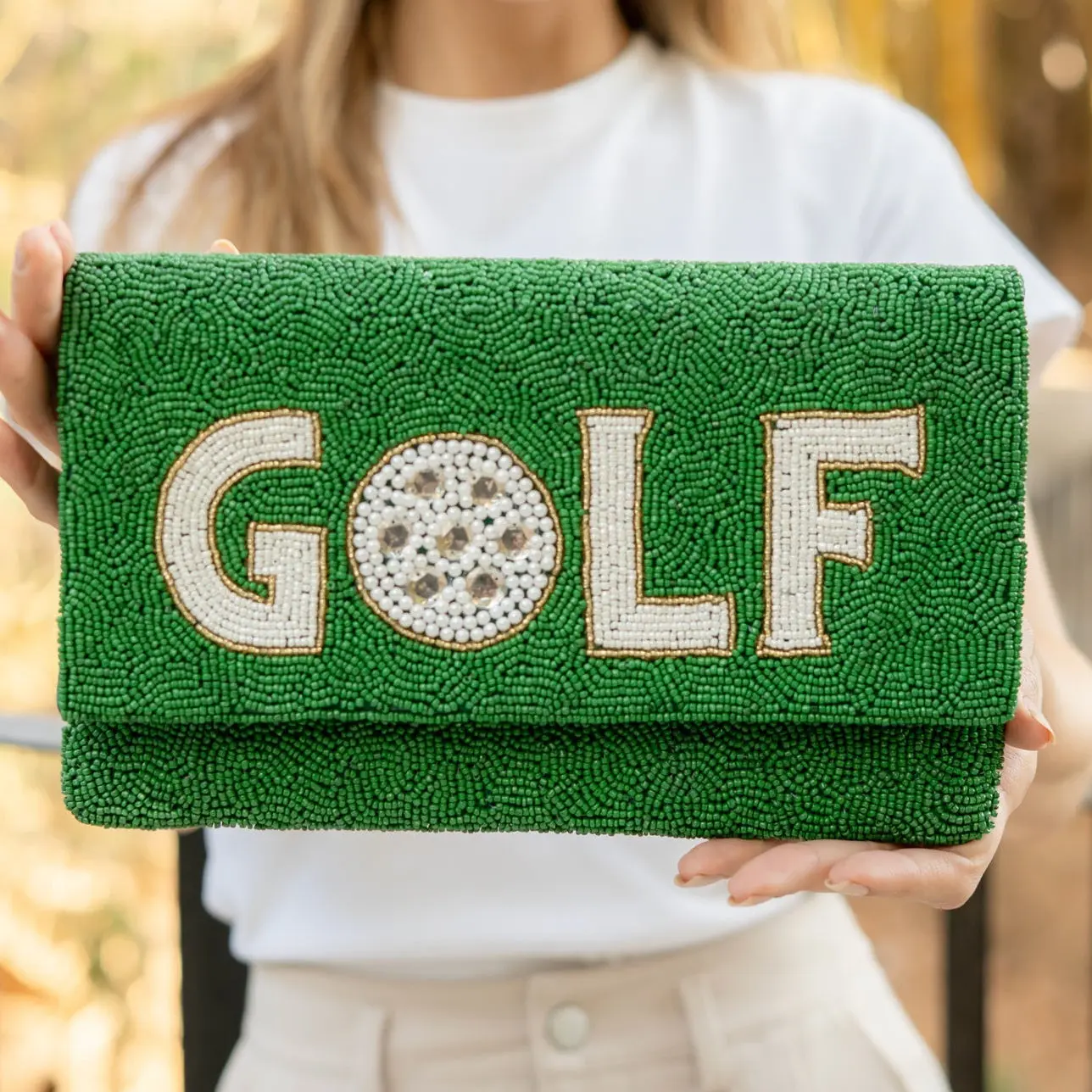 Twine and Love Women's Golf Beaded Clutch Purse - Beaded Bag, Colorful Embellished, Decorative Gold, Gold Sparkly Women's Clutches & Wristlets, Beaded Bag Women's Clutches & Wristlets