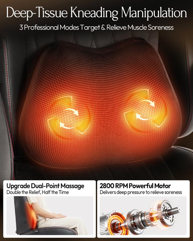 Dowinx Big and Tall Video Gaming Chair with Shiatsu Neck Massage and Lumbar Support for Home Office High Back Recliner Height Adjustable Ergonomic Comfy Leather Computer Desk Chair (Black)