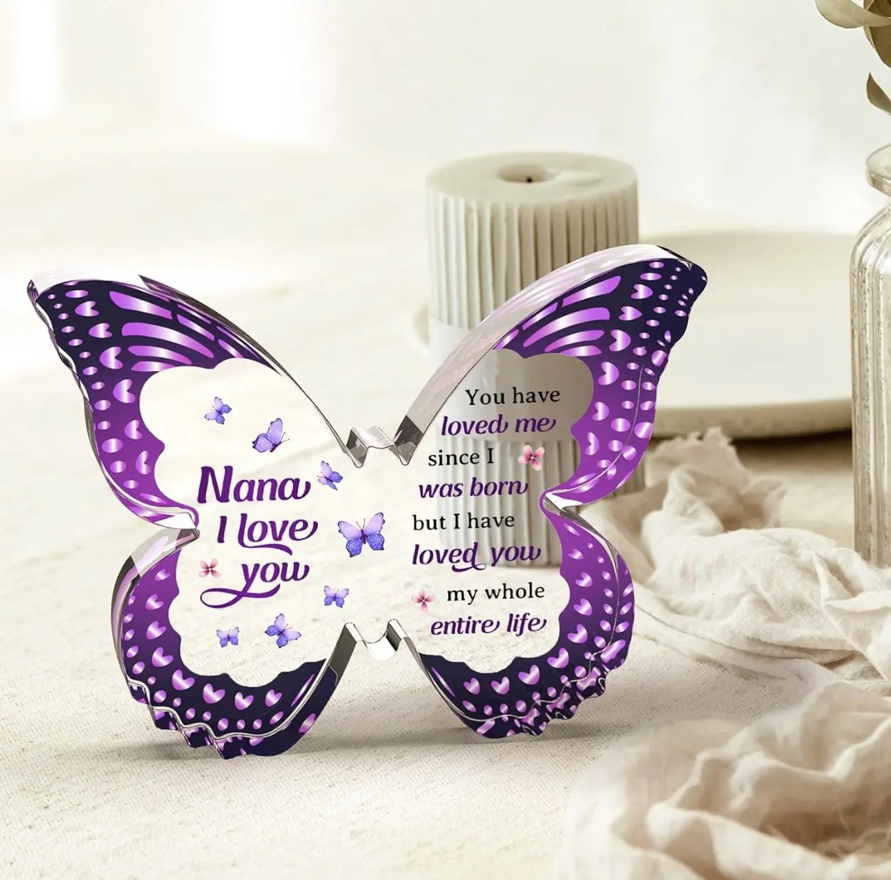 Gifts To My Nana Gifts Acrylic Desk Plaque, Mothers Day Gifts for Nana Christmas Valentines Day Gifts for Grandma Heart Shaped Acrylic Keepsake