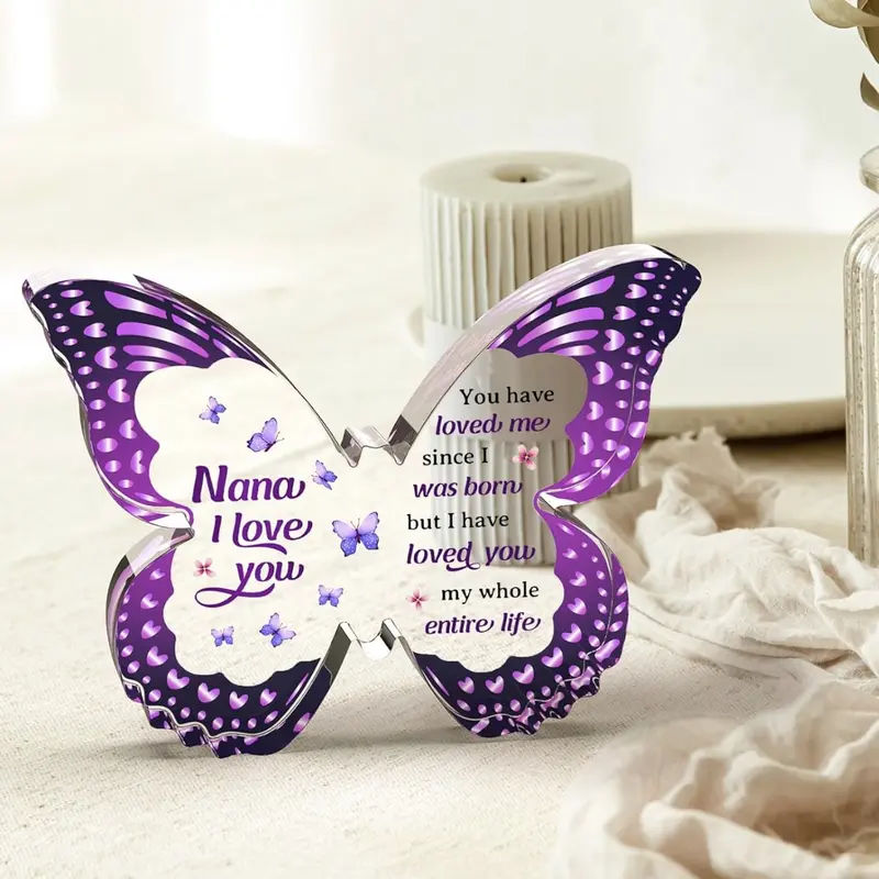 Gifts To My Nana Gifts Acrylic Desk Plaque, Mothers Day Gifts for Nana Christmas Valentines Day Gifts for Grandma Heart Shaped Acrylic Keepsake