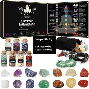 Adult Women's Crystal Advent Calendar 2025 - 24 Day Christmas Countdown Therapeutic Healing Gemstone Advent Calendar, Natural Crystal Shards in a Bottle Gift Set for Beginner Witches