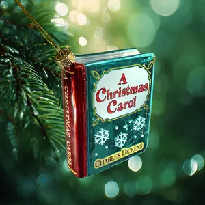 A Christmas Carol by Charles Dickens Christmas Tree Ornament, Book Glass Ornament, Blown Glass , Book Lover , Christmas Tree Decor.