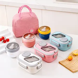 Leak-proof portable three-compartment lunch box, food-grade BPA Free plastic material, safe lunch box, high-value fresh-keeping lunch box, suitable for office students, healthy meals, salads and fruits storage