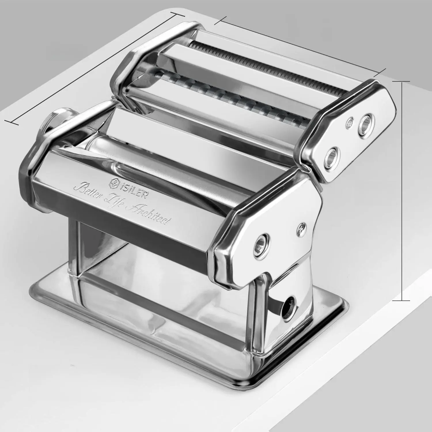 NO.BRAND Manual Adjustable Aluminum Pasta Machine - 9-Setting Thickness Control, Smooth Roller, 2-in-1 Cutter, Sturdy Kitchen Utensil for Dumplings & Spaghetti Making, 9 settings