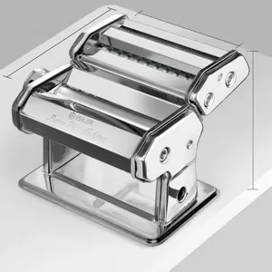 NO.BRAND Manual Adjustable Pasta Machine, Aluminum Kitchen Utensil with 9-Setting Thickness Control, Smooth Roller & 2-in-1 Cutter, Sturdy Dumpling & Spaghetti Maker, 9 Settings