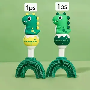 2-7 Years Old Children Manual U-Type Toothbrush, Soft Food Grade Silicone, 360° Cleaning Design, Travel Friendly Baby Toothbrush