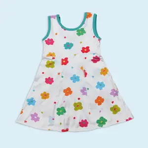 Colorful floral kids girls athletic dresses