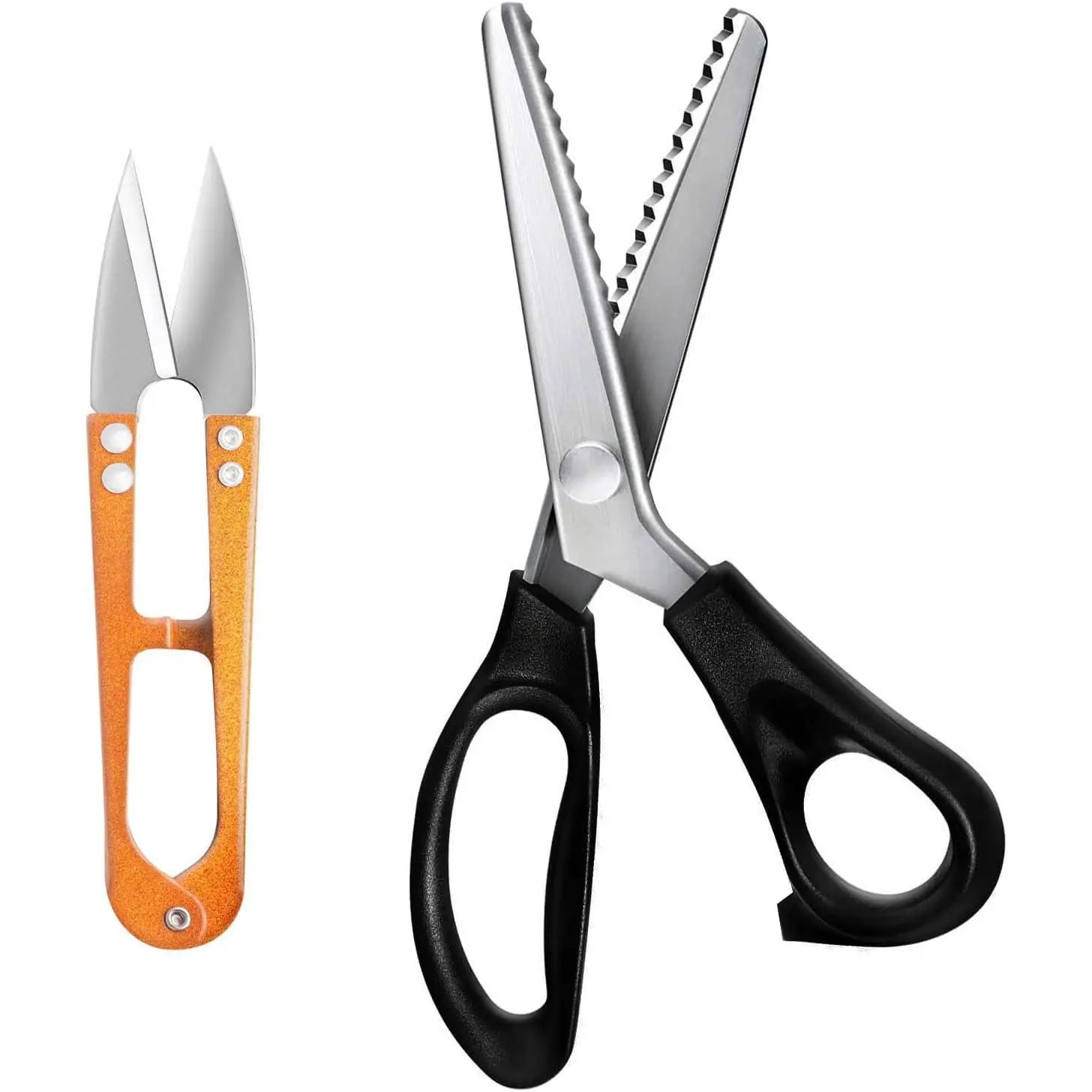 Professional Handheld Metal Pinking Shears with Comfort Grips - Zig Zag Decorative Edge Scissors for Fabric Cutting, Crafts, Unisex Sewing Enthusiasts