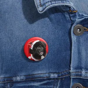 Santa Newfoundland Pin Buttons - Cute Animal Accessories, Pet Lover Gift, Customized Badges, Backpack Pins, Lapel Pins