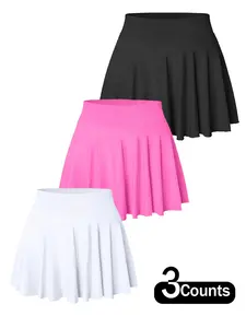 Women's Solid Color 2 in 1 High Waist Sports Skort, Casual Comfy Breathable Skort for Yoga Gym Workout, Ladies Sportswear for All Seasons