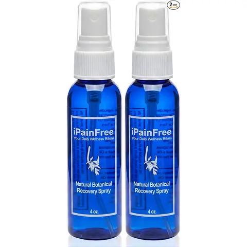 iPainFree Natural Botanical Recovery Spray (4oz, 2 Bottles) - Eucalyptus Jojoba Aloe Vera Grapeseed Oil Blend - Non-Greasy Post-Workout Mist for Adults' Fitness - Texas Small-Batch, Travel Kit Friendly Gymbag Ready Wellness Spray