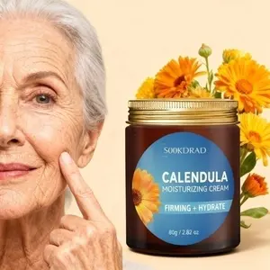 Calendula Soothing Moisturizing Cream, Natural Calendula Extract, Redness Relief, Deep Hydration, Gentle Firming, Face Neck Body, 80g/2.82oz