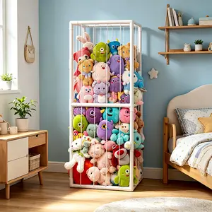Large Zoo-Stuffed Animal Storage & Organizer with Elastic Straps and Thickened PVC for Playrooms Nurseries and Bedrooms Stuffed Animal Organizer Wooden Cute Zoo Toy Holder for Toddler Rooms