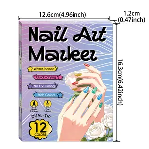 12/24 Dual-Ended Nail Art Markers, Doodle Pens for Abstract Lines, Floral Patterns, Vibrant Colors, DIY Manicure Tools, DIY French Manicure, Professional Use