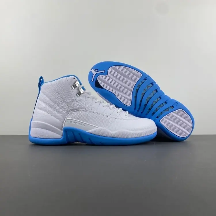 Brand New Sealed | with Original Shoe Box | Unisex | Smooth Full Grain Leather | White & University Blue | Men Women High Top Basketball Shoes | Trendy Street Style Sneakers