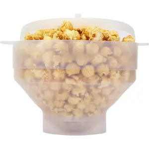 The   Collapsible  Microwave Popcorn Popper Maker Machine, Microwavable Bowl Holds 16 Cups, Uses Hot Air and Oil Always Optional - The  Colors  (Transparent)