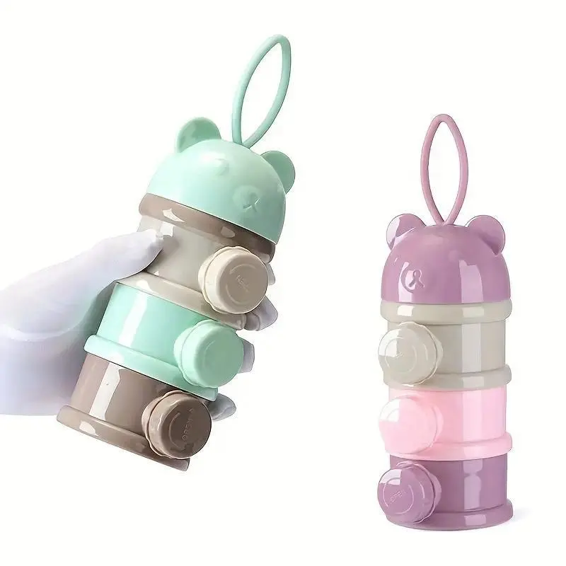 Baby Formula Dispenser (3-Layer, Dispenser Included), Daycare Meals Storage Bins - Lightweight, Compact, Stackable, Leakproof Snap Lid - Parent Essential for Outdoor Trips, Travel Size