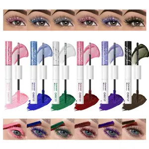 2-In-1 Dual Head Color Mascara, Sparkling Diamond Eyelashes, Shimmer Matte Eyelash Gloss, Waterproof Long-Lasting Volumizing