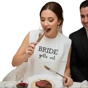Love’s Bridal "Bride Gotta Eat" Extra-Large Washable Terry Cloth Wedding Bib - 18x30 Cover, Bridal Dress Protector - Funny Wedding Reception Accessory, Bachelorette Gift