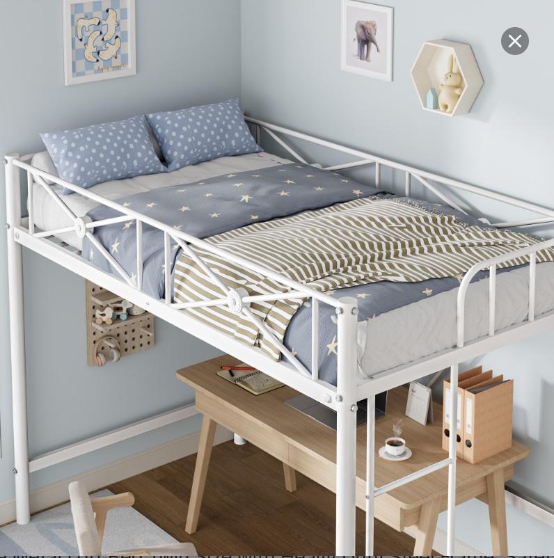 SA-Garvee Twin Size Loft Bed, Industrial Heavy Duty Metal Loft Bed Frame with Ladder and Guardrail for Kids Adults, Small Space Saving Design for Bedroom Dorm, White SA-Garvee Twin Size Loft Bed, Industrial Heavy Duty Metal Loft Bed Frame with Ladder and Guardrail for Kids Adults, Small Space Saving Design for Bedroom Dorm, White