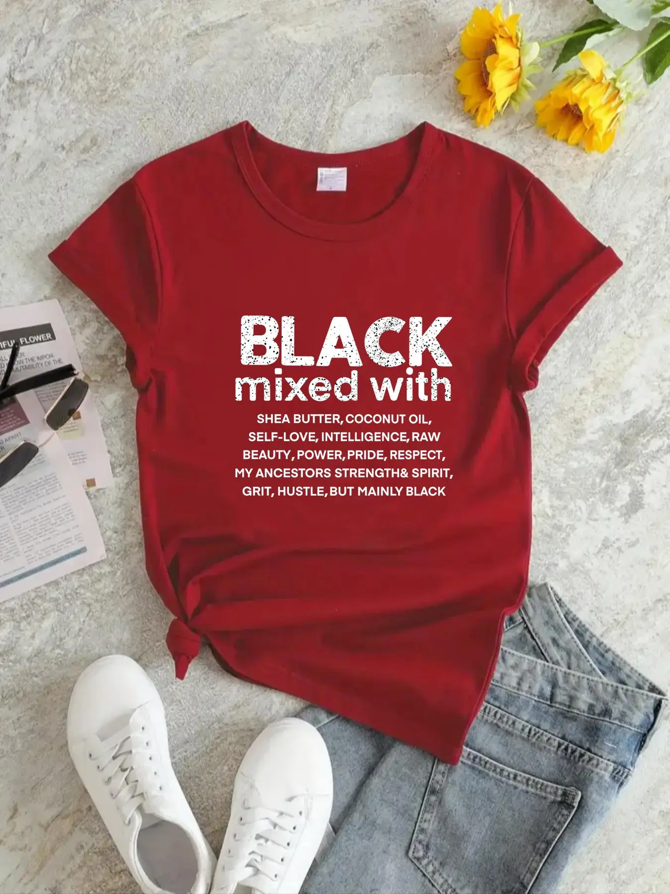 Women's Letter Print Round Neck Tee, Summer Clothes Women, Casual Short Sleeve Crew Neck T-Shirt for Summer, Fashion Women's Top for Daily Wear, Lady, Casual Tee Shirts