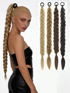 24inch Braided Punch Hair Tie, Natural Fiber High Elasticity Long Ponytail, Cool and Stylish, Perfect for Daily Wear, Parties, Role Play