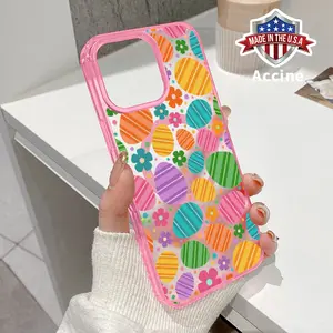 Magnetic Phone Case for iPhone 16 Pro Max 15 Plus 14 13 12 11 XR XS E Easter Egg Floral Burst Pattern Supports Wireless ChargingSilicone Shockproof Transparent  Drop Protective Cover