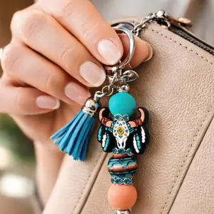 Turquoise Western Charm Keychain