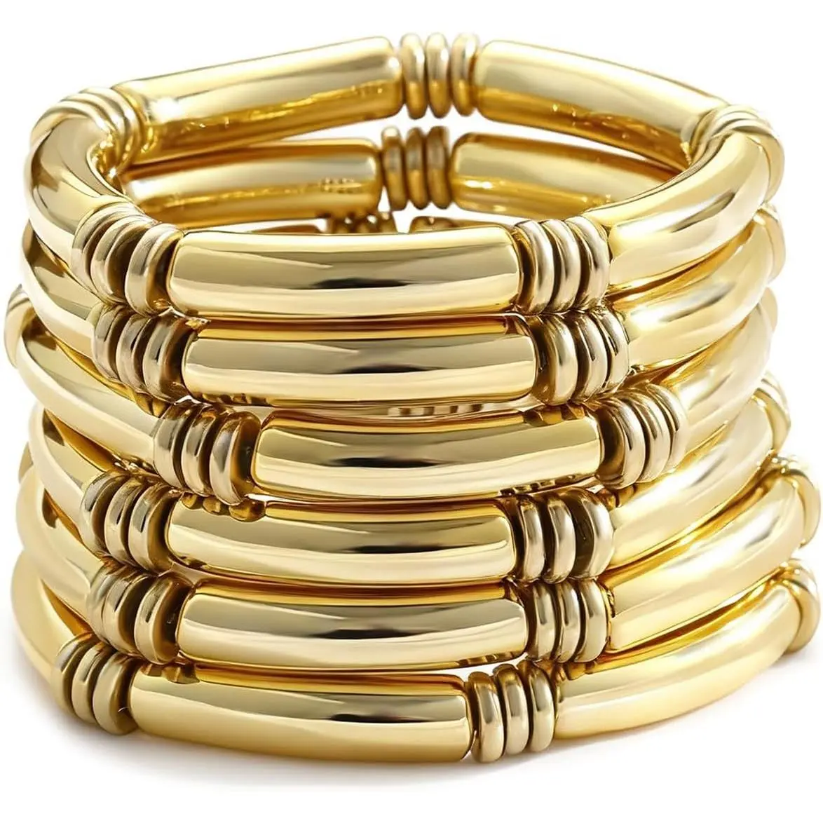 6 Gold thin acrylic bracelets