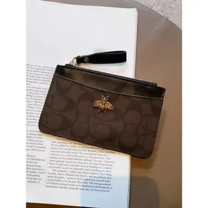Ultra-Thin Zipper Coin Purse Small Wallet for Women, Short High-End Credit Card Holder, Hard Coin Case, Driver's License Leather Cover