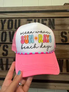 Beach Days Trucker Hat in Pink or Teal