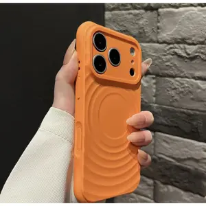 Minimalist Wave Pattern MagSafe Phone Case Featuring Concentric Ripple Textures And A Built-In Magnetic Ring For a sleek modern aesthetic and seamless wireless charging Apple 17 16 15 14 13 12
