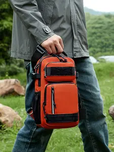 Men's Waterproof Multi-Functional Fishing Backpack, Outdoor Travel Hiking Sports Shoulder Bag, Versatile Crossbody Chest Pack, Crossbody Shoulder Bags