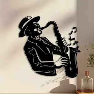 1pc Saxophone Metal Wall Art, Saxophone Statue Mural, Perfect for Music Room Wall, Jazz Decor, Ideal Gift for Musicians, Durable Metal