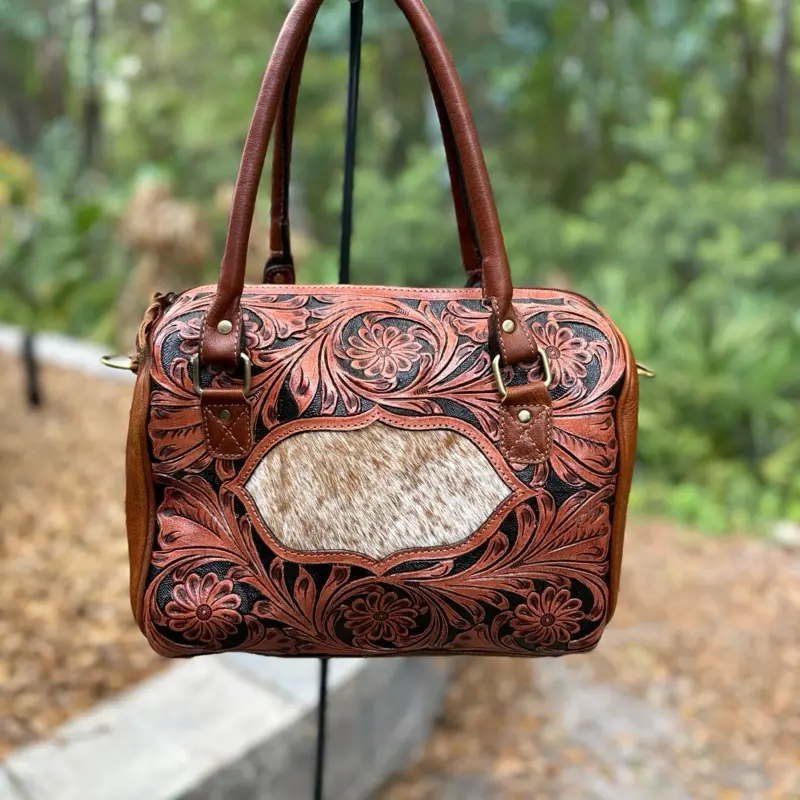 Medium Tooled Leather and Cowhide Speedy Crossbody Purse.” comes with crossbody strap