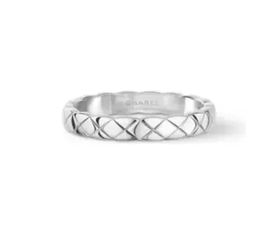 Pre-owned Chanel COCO CRUSH RING Quilted motif, mini version, 18K white/beige gold