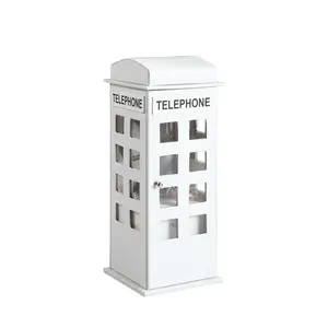 Blovely Well 11.5" Tall Leather Jewelry Box, British Telephone Design, White