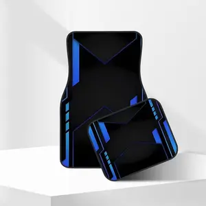4pcs Car Floor Mats Set, Geometric Pattern Border Print, Easy to Clean, Suitable for Cars, Trucks, Suvs, Polyester Fiber, Perfect Gift