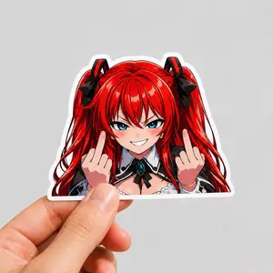 Rias Anime Girl Vinyl Sticker, Savage Waifu Girl Decal, Gremory Funny Edgy Anime Sticker for Car Window Laptop Helmet Decor