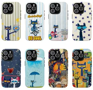Petee the Cat Tough Phone Case Trendy Artistic Cool Cat Designs for Style Protection Cute Gift Lightweight Slim Shock Resistant TPU Lining