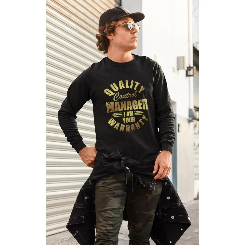 Gold Distressed QC Manager I am your Warranty Long sleeve
