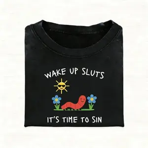 Wake Up Sl*ts T-shirt, Funny Animal Shirt, Meme Graphic Tee Sarcastic Shirt, Cursed Tshirt, Unhinged Humor Top Viral Tee Womenswear Streetwear Casual