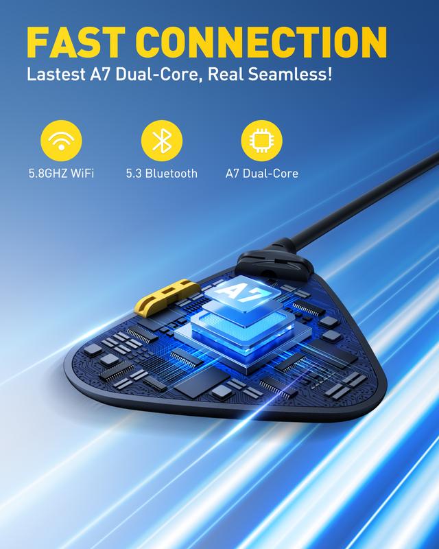 AUXITO 2 in 1 Wireless CarPlay & Android Auto Adapter, Converts OEM Wired CarPlay to Wireless, Plug & Play Seamless Connection for iPhone iOS 12+ & Android 11+, 2025 Upgraded