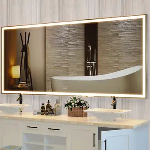 YYDS 72X32 inch Oversized LED Bathroom Mirror Wall Mounted Mirror with 3 Color Modes Aluminum Frame Wall Mirror Large Full Length Mirror with Lights Lighted Full Body Mirror for Bedroom Living Room, Silver