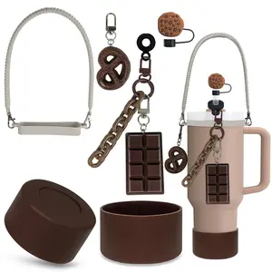 Ice Tyrant Cup Accessories Melad Color Cup Sleeve Chocolate Keychain Pendant Cookie Style Straw Cap Silicone Water Bottle Strap Handle