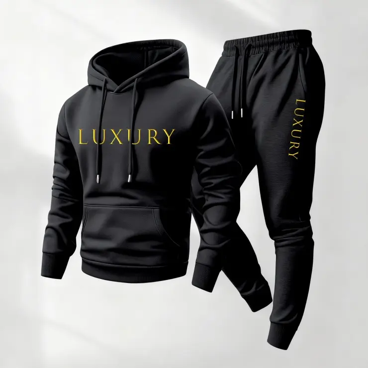 Men's 2-Piece Casual Oversized Tracksuit - Letter Print Baggy Long Sleeve Hoodie & Pants Set, Polyester Athleisure Clothes for Fall Winter, Soccer Fashion, Football Fashion, Sporty Chic, Machine Washable, 2XL, 3XL
