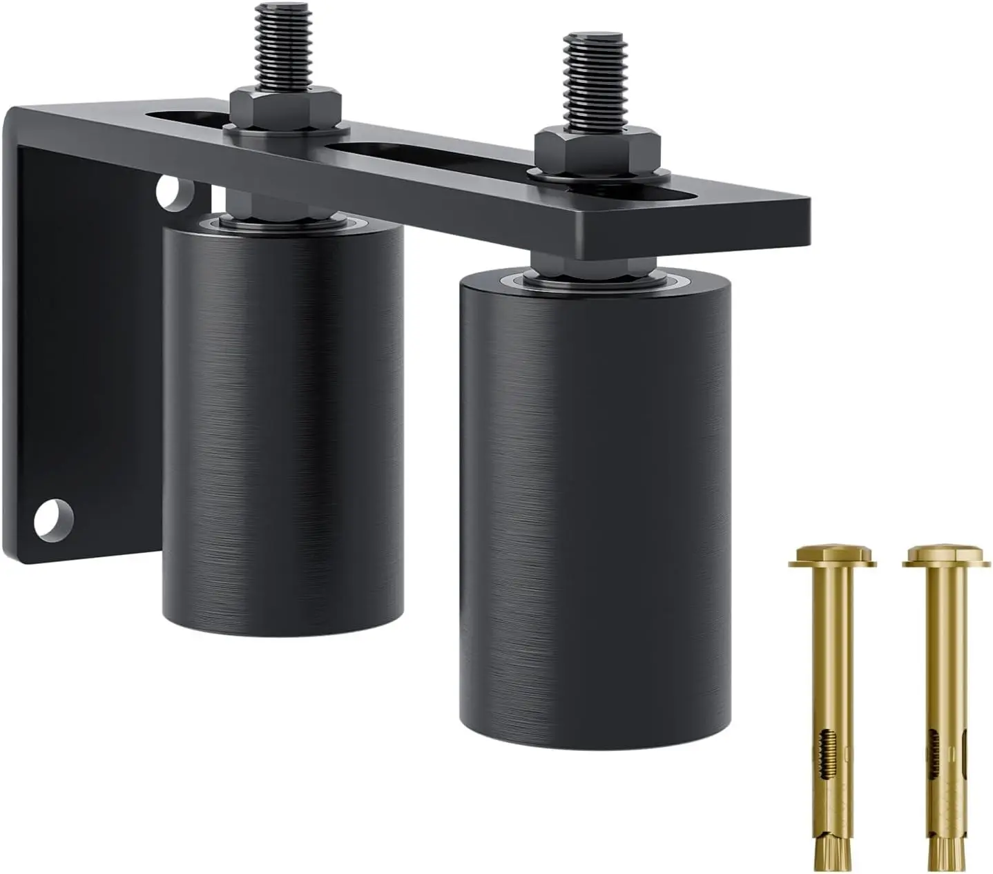 Heavy Duty 3" Slide Gate Guide Roller with L Rear Post Bracket, Iron Gate Wheel Pulley, Adjustable Bolts Support Assembly for Sliding Rolling Gates